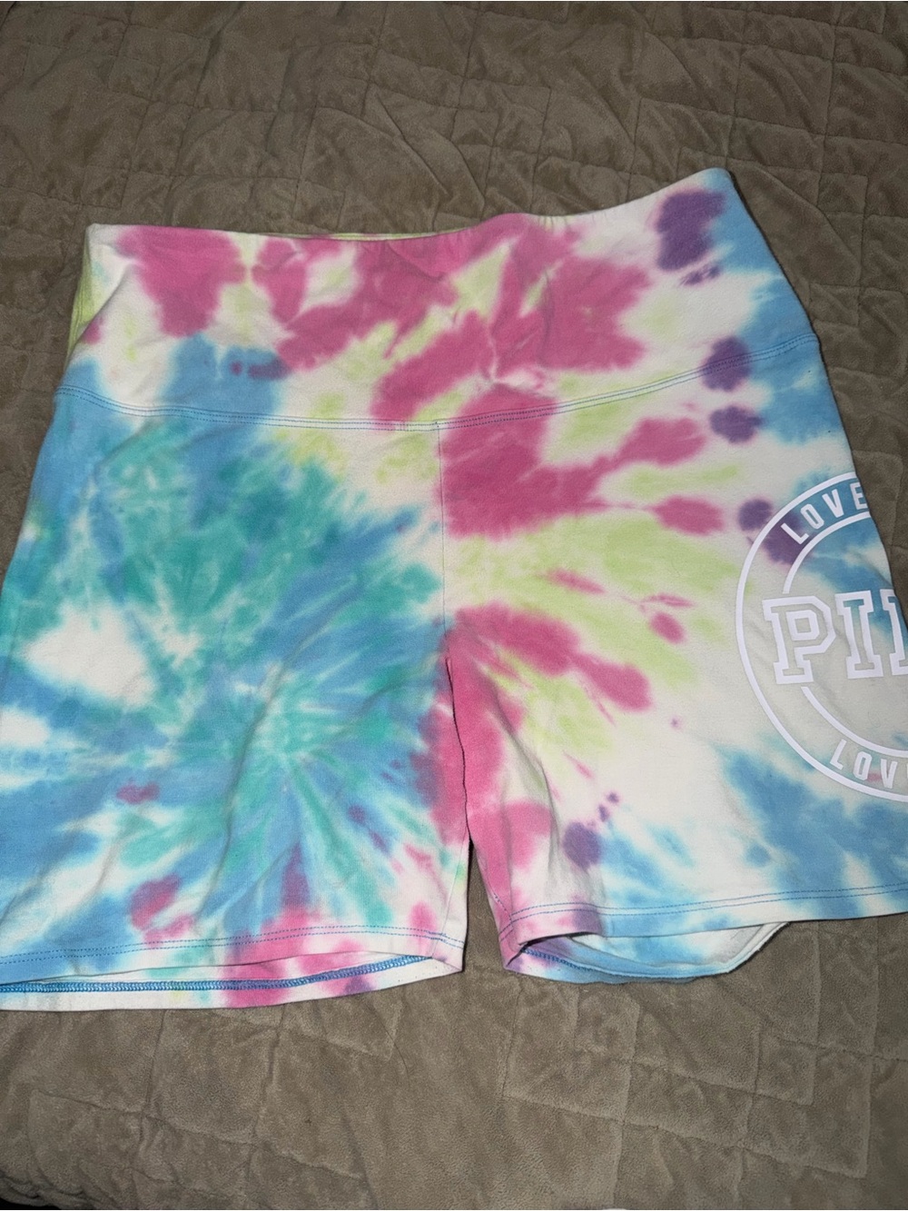 PINK Victoria's Secret Pastel Tie-Dye High-Rise Bike Shorts